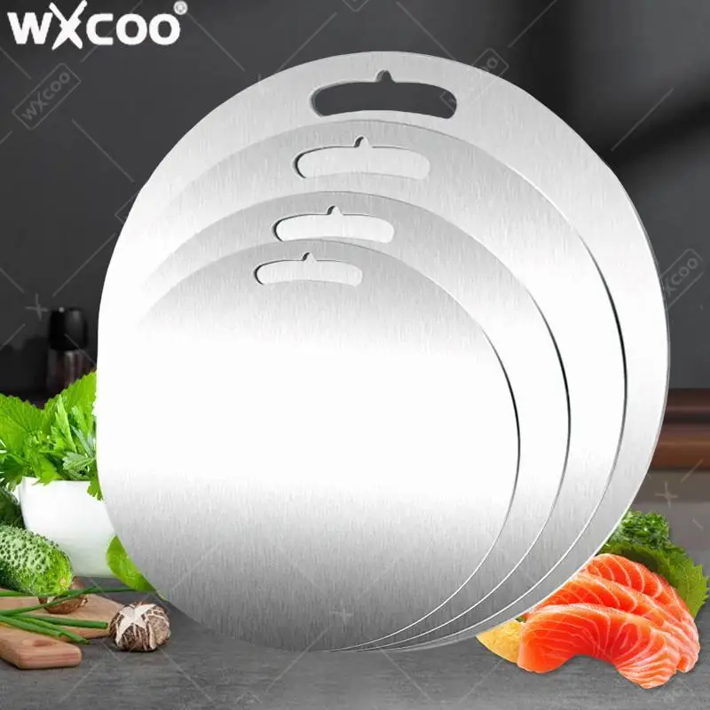 

WXCOO Double-Sided Stainless Steel304 Cutting Board Kitchen Cut Fruit Meat Cutting Boards Thickened Food Grade Cutting Board for