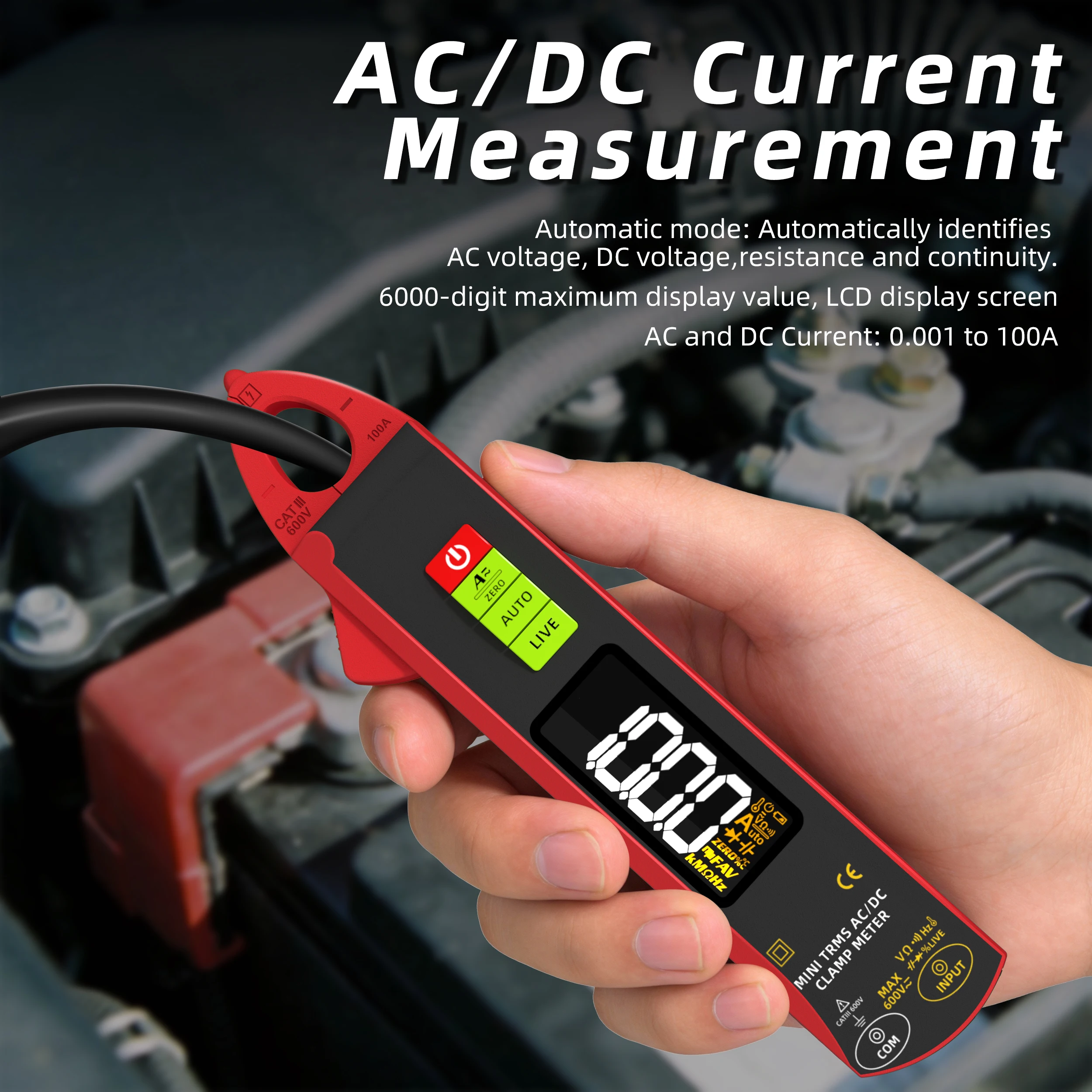 BSIDE UX1 Digital Clamp Meter 100A Auto-ranging Non-contact Current Voltage Frequency Temperature Voltmeter Multimeter