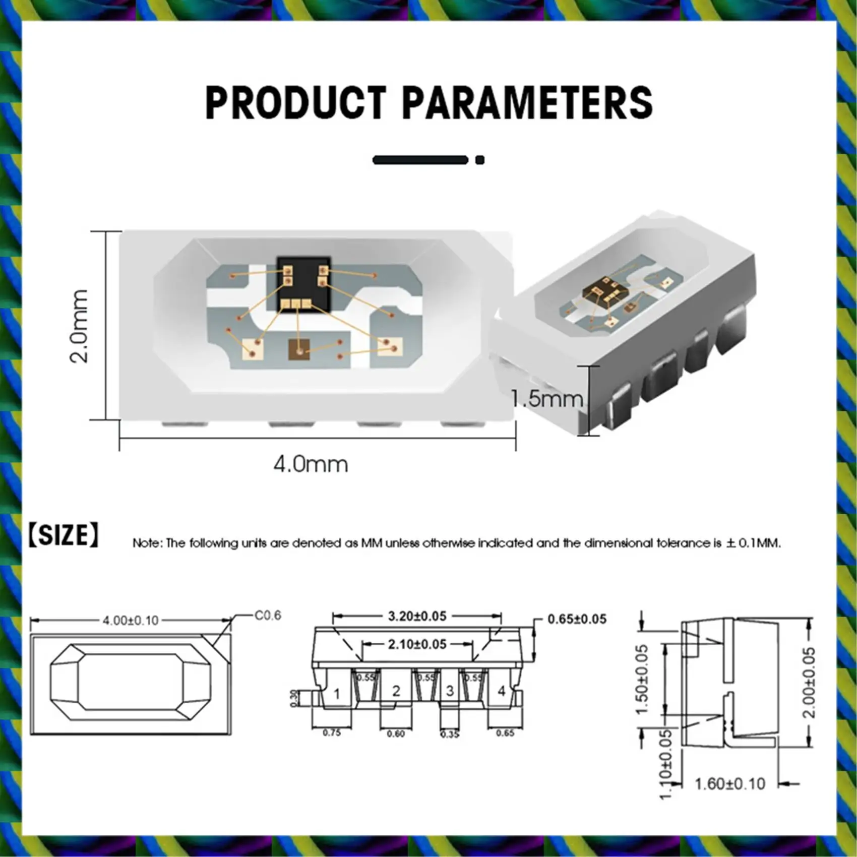 Ежедневно 600 шт. SK6812 SIDE-A SK6812 IC в светодиодном чипе, боковое освещение SMD 4020 RGB для полосового экрана, индивидуально адресуемое
