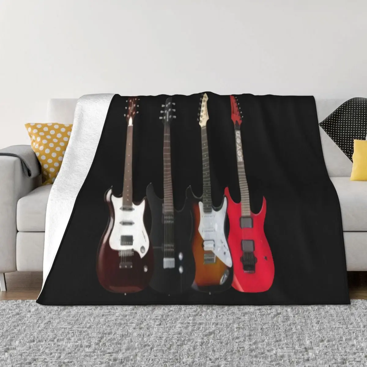 Four Electric Guitar Music Instrument Youth Street Style 2021 Summer Style Leisure More Size Male Good Quality Throw Blanket