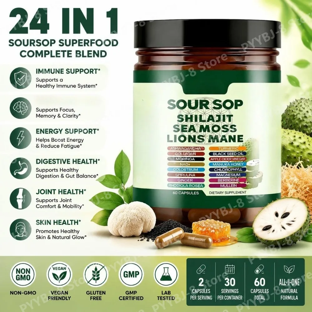 Shilajit and L-Arginine Capsules 60 Count with Pomegranate, Cinnamon, Fenugreek for Energy Immune Health Daily Wellness Support