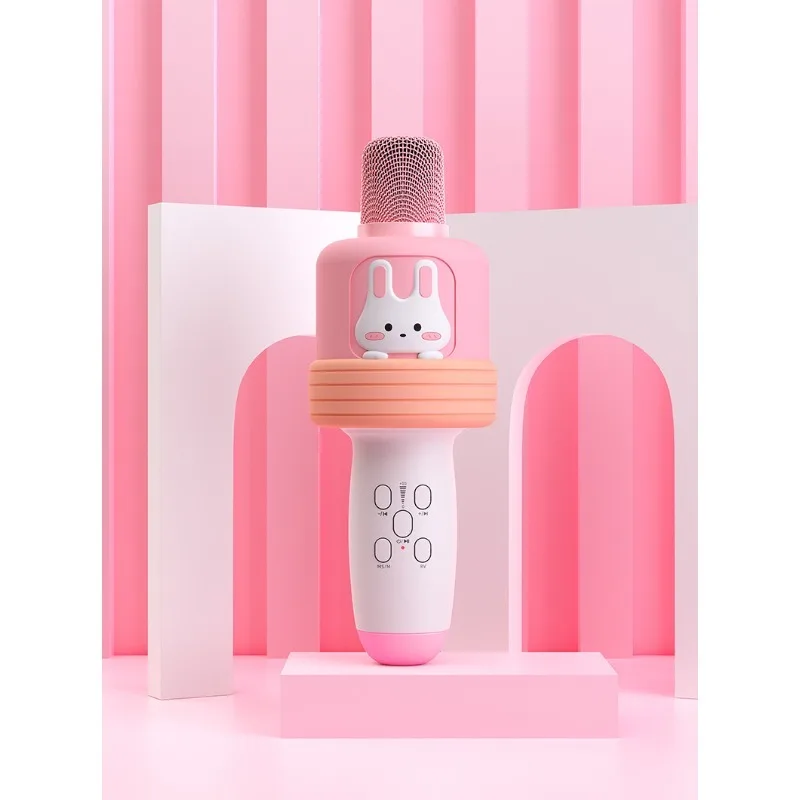 Kids Bluetooth Karaoke Microphone Integrated Speaker K7 With RGB Colorful Lights Birthday Festival Gift for Home Party