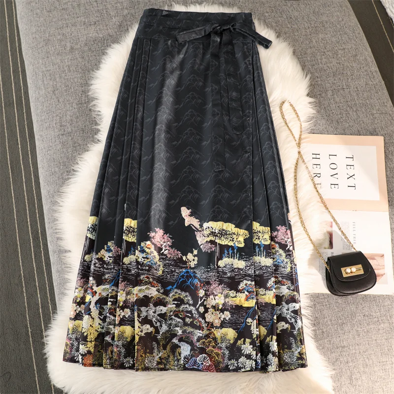 

2024 New Chinese Style Improved Horse Face Skirt Light National Style Daily Commuter Women's Suit Hanfu Adult Autumn and Spring