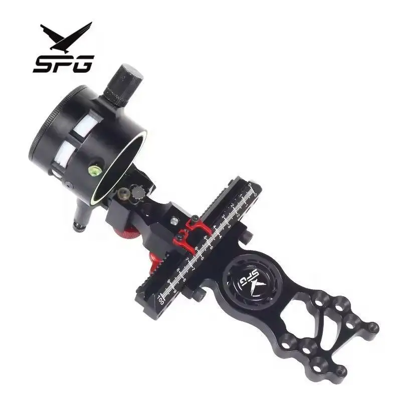 4 Direction Adjustable Archery Compound Bow Sight with X6/X8 Magnifier Lens Installable Single Pin Optimal for Precision Shoot