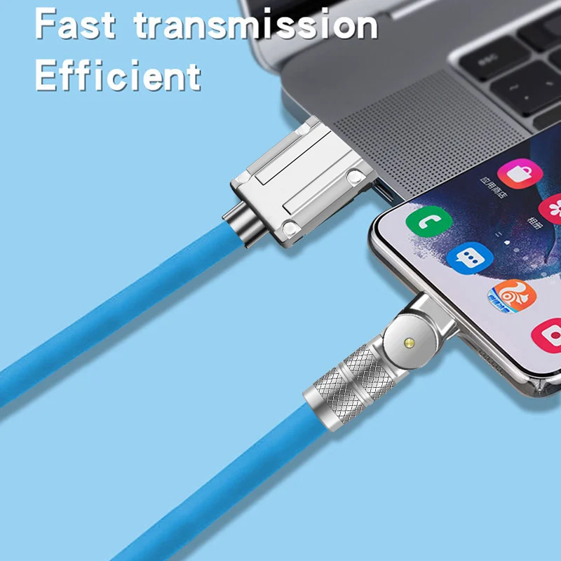 120W 7A Fast Charge USB Type C Cable 180 Degree Rotation Elbow Cable for Game for Xiaomi Redmi Honor Phone Charger USB C Cable image 4