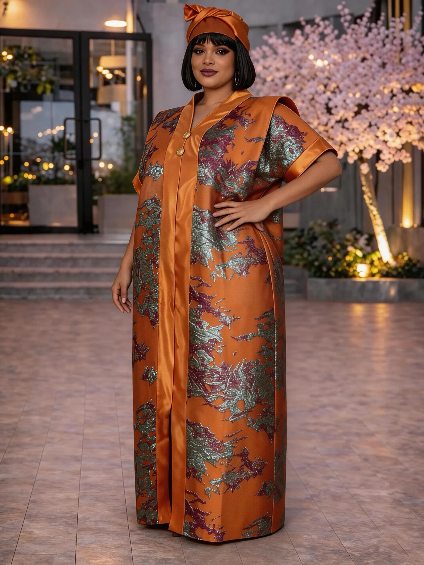 Abaya Modest Wear - Luxury Jacquard Satin Abaya Dress Plus
