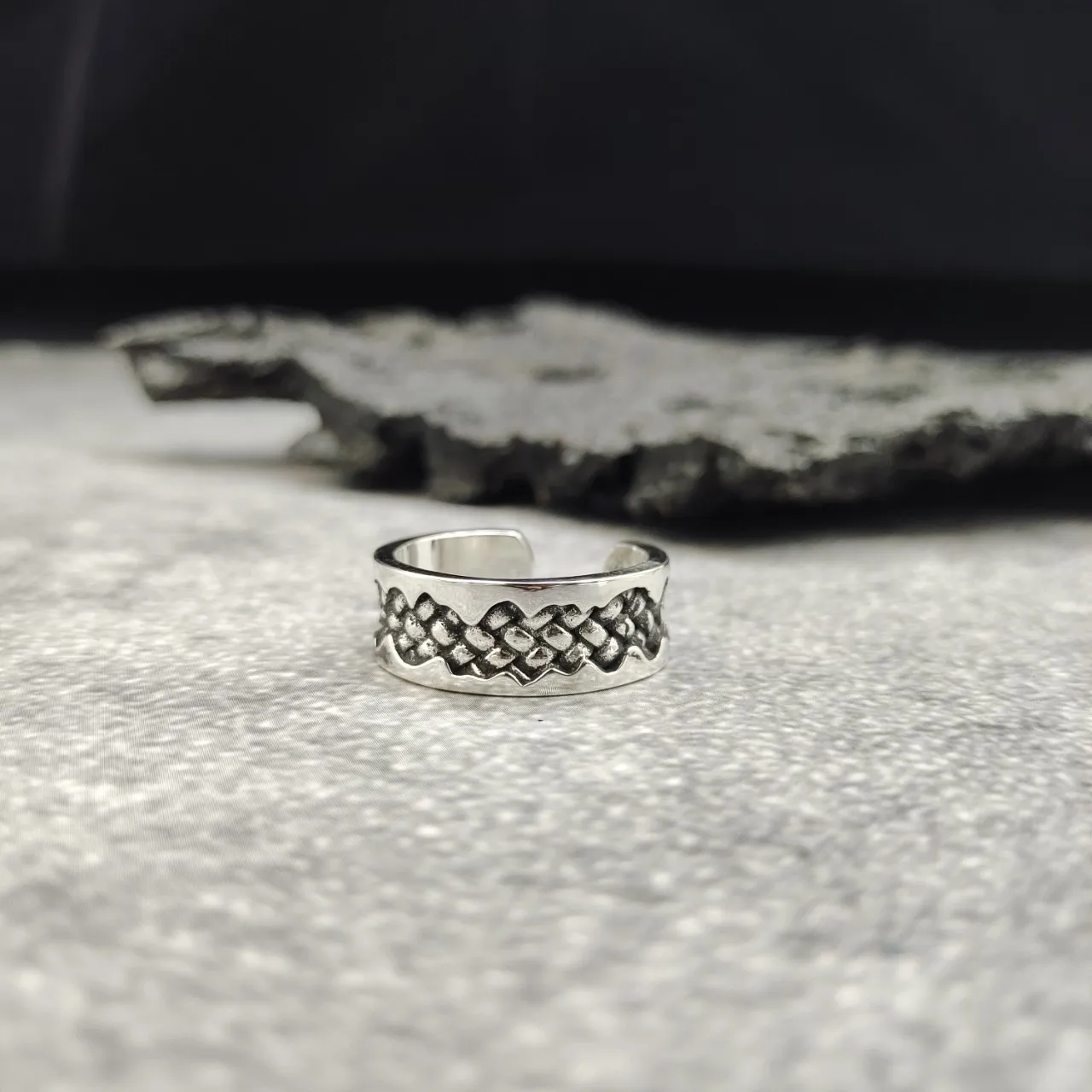 Thai silver craft men's and women's couple ring fashion trend s925 sterling silver braided cracks fashion open ring