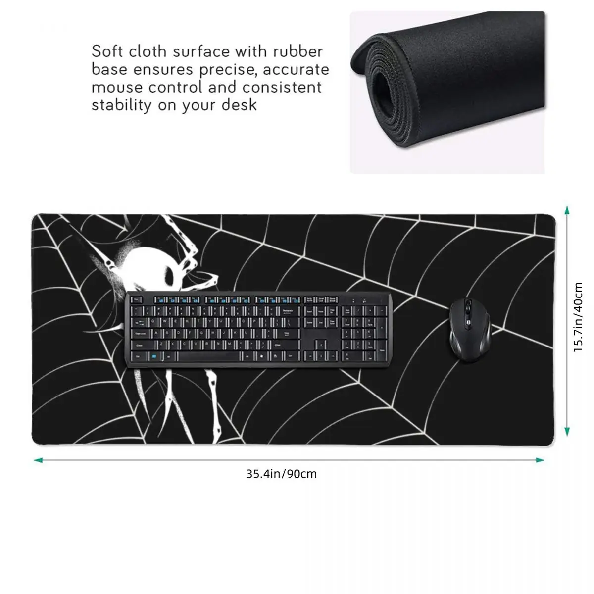 Black White Spider And Cobweb Large Mouse Pad Computer Keyboard Mouse Mat Gamer PC Laptop Desk Mat Office Table Mats