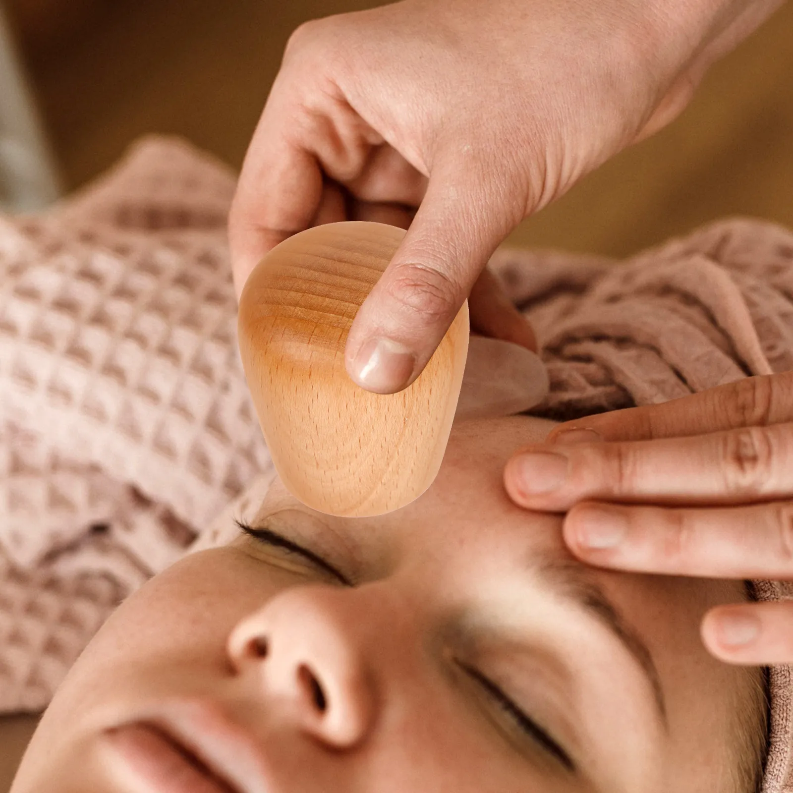 Facial Massage Roller Made of Natural Jade and Wood Soothing for Eye Face Hands Legs Home Spa