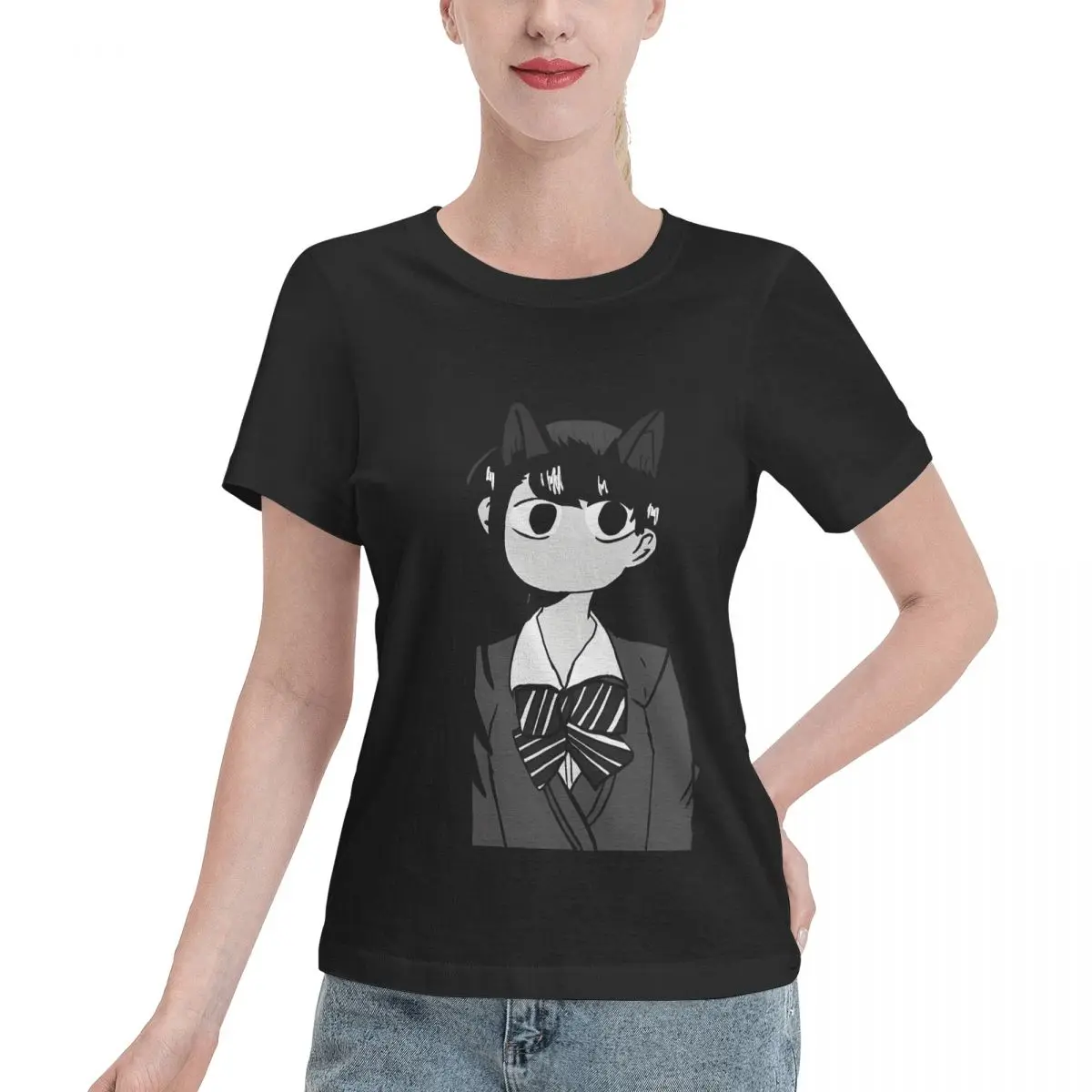 Reliable Item Anime Komi Can T Communicate Cat Ear Komi Design Women's T-shirt Preppy Minimalist Tshirt