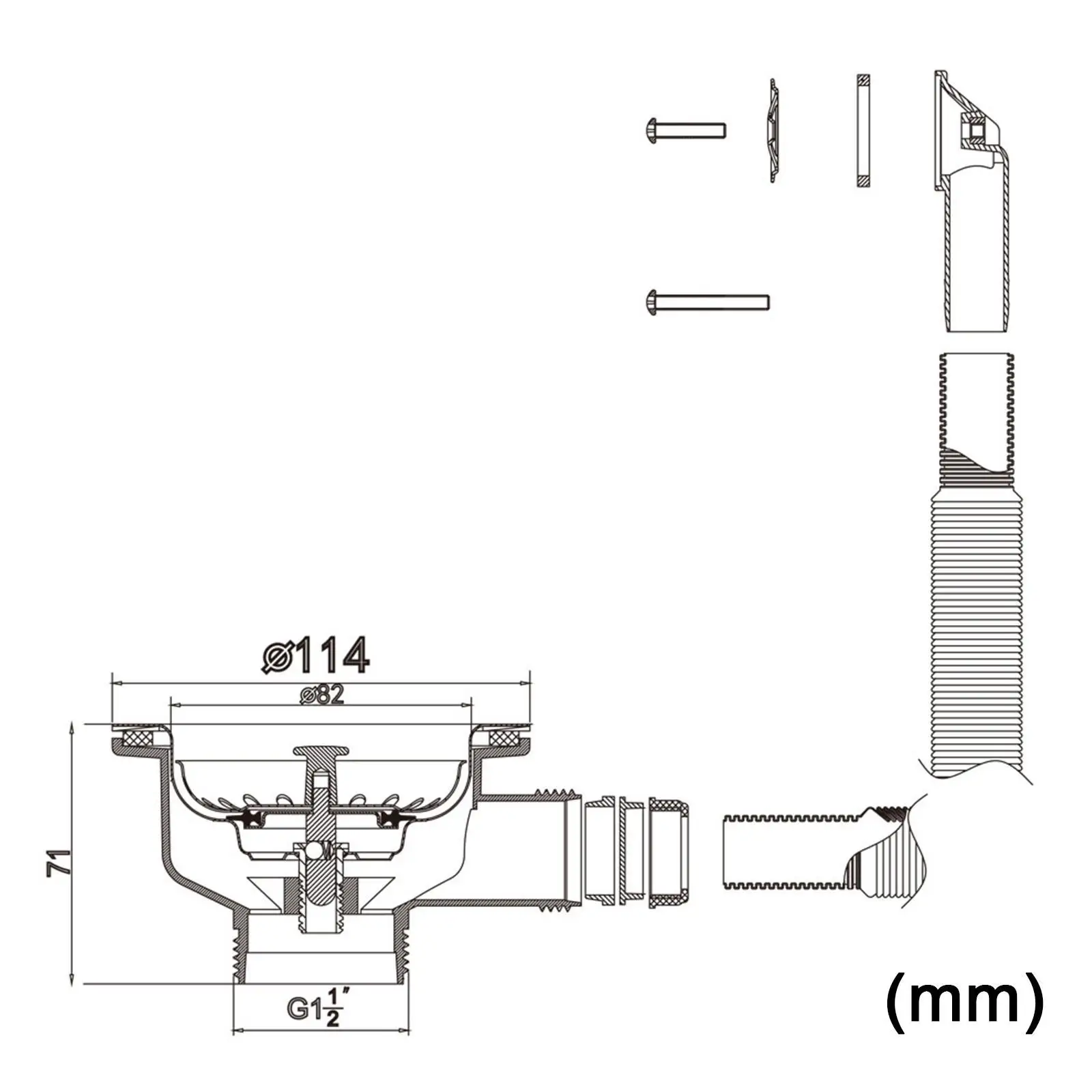 Crépine universelle en métal pour évier, réutilisable, pratique et robuste