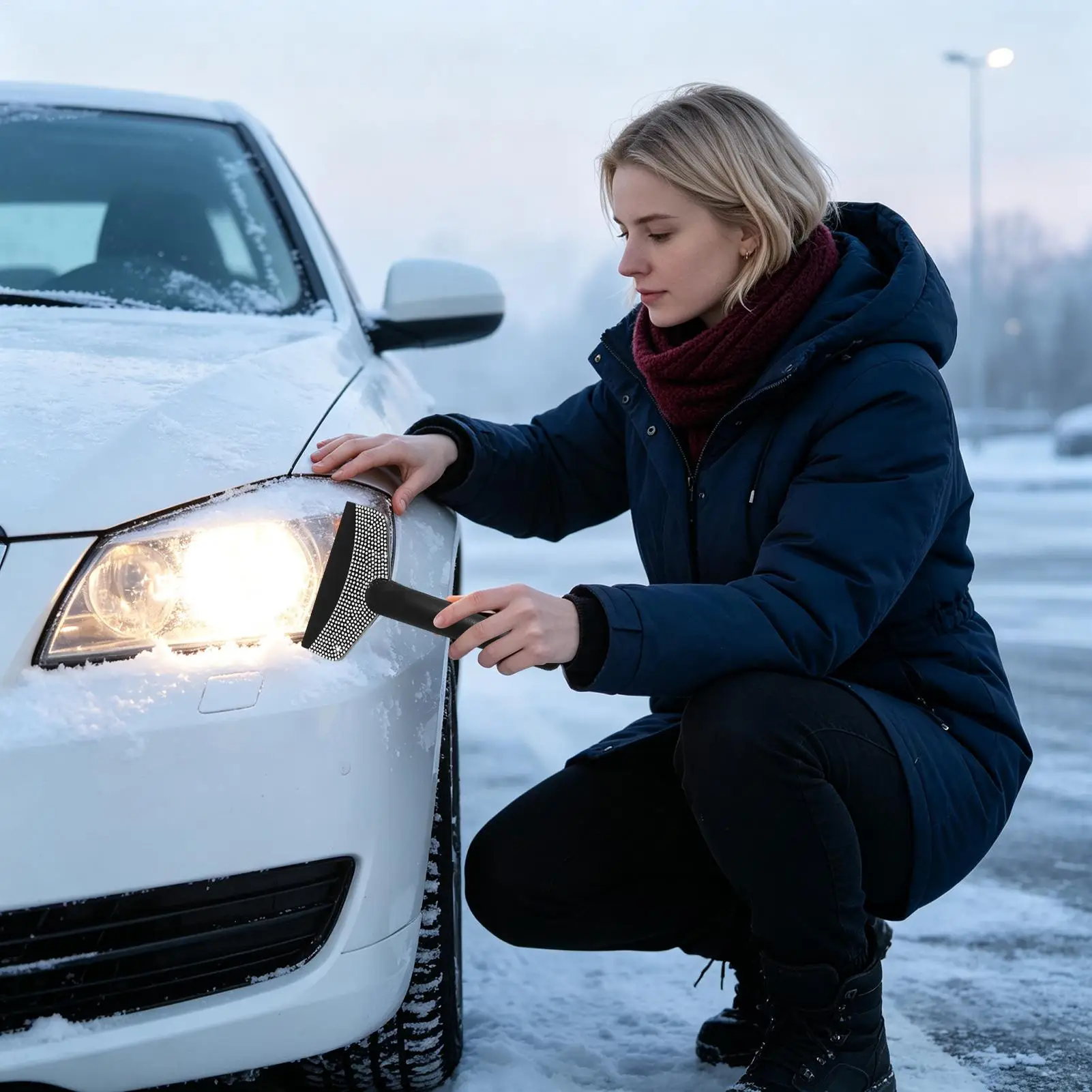 Snow Scraper Winter Window Snow Frost Remover Cleaning Shovel Windshield Ice Scraper With Embellished Rhinestone For Vehicle SUV