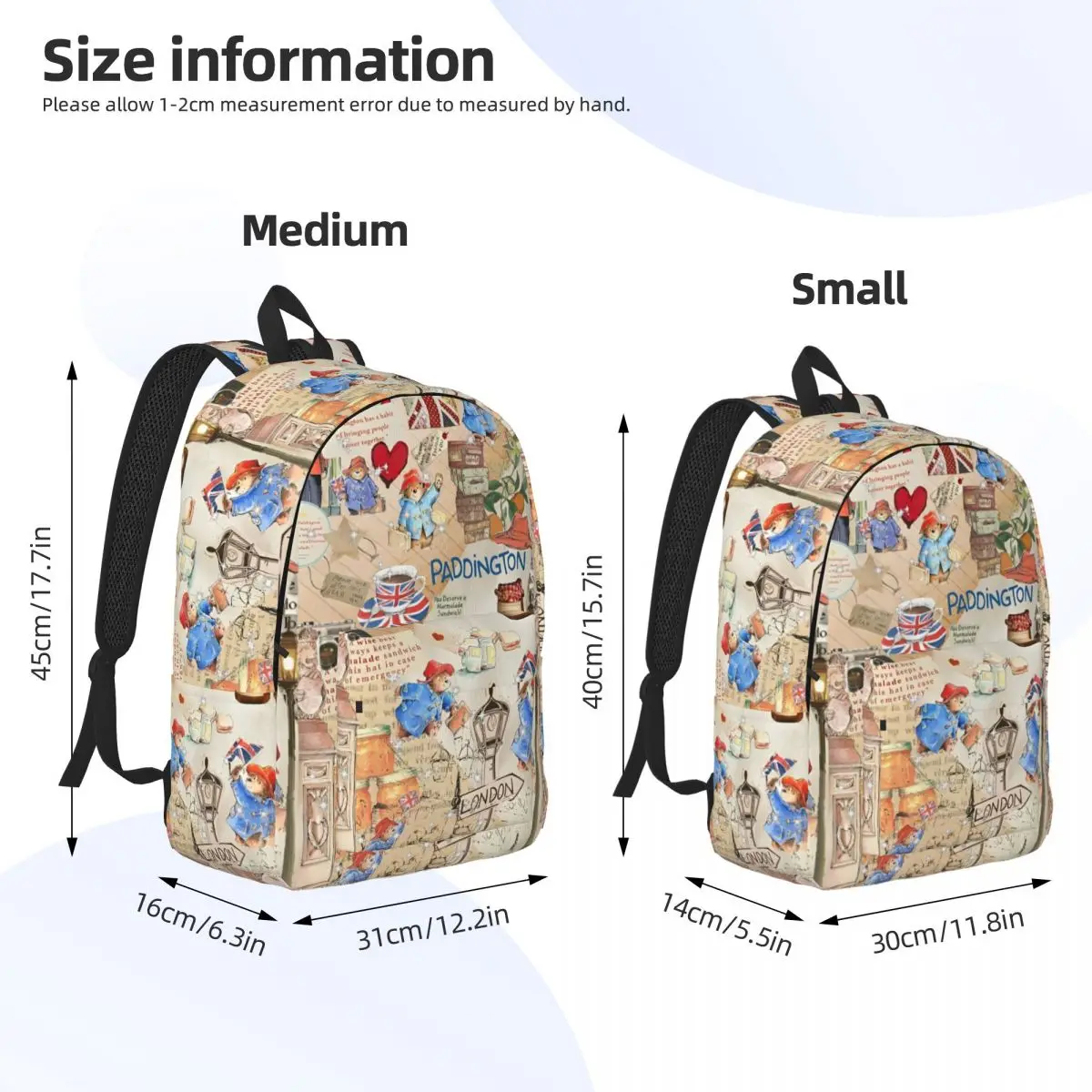 Grã-bretanha paddington urso marrom mochila para homens mulheres estudante caminhadas viagem daypack bonito filme dos desenhos animados faculdade bolsa de ombro presente