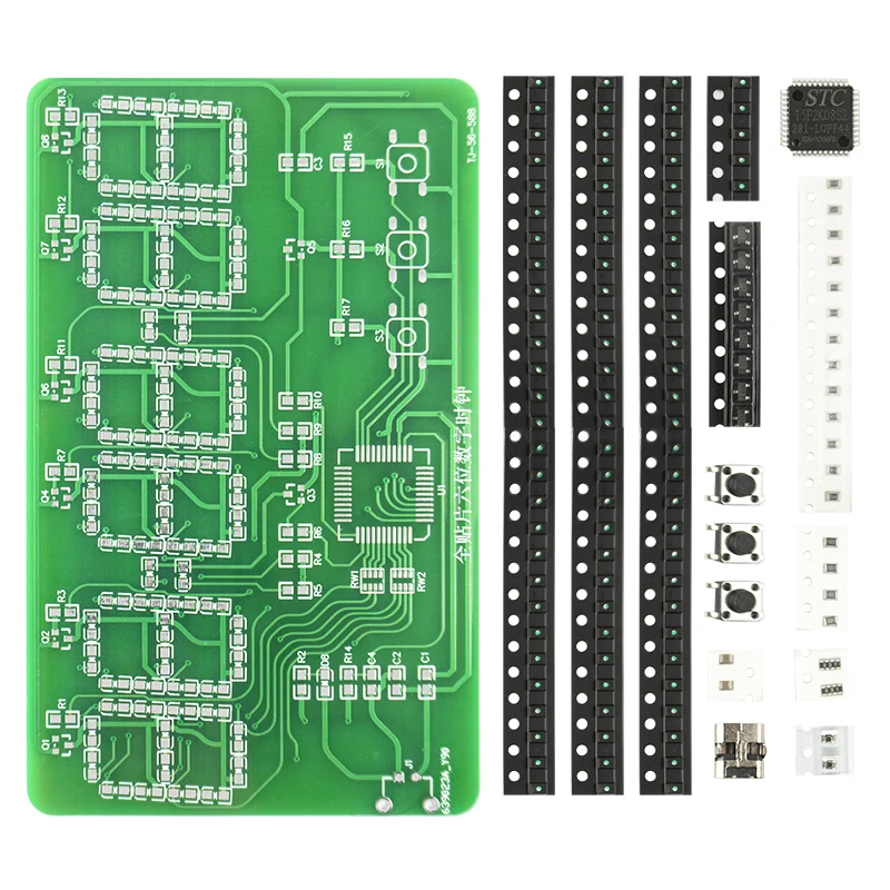 DIY Electronic Kits Clock Full Chip Six-digit Self Assembly and Soldering Components