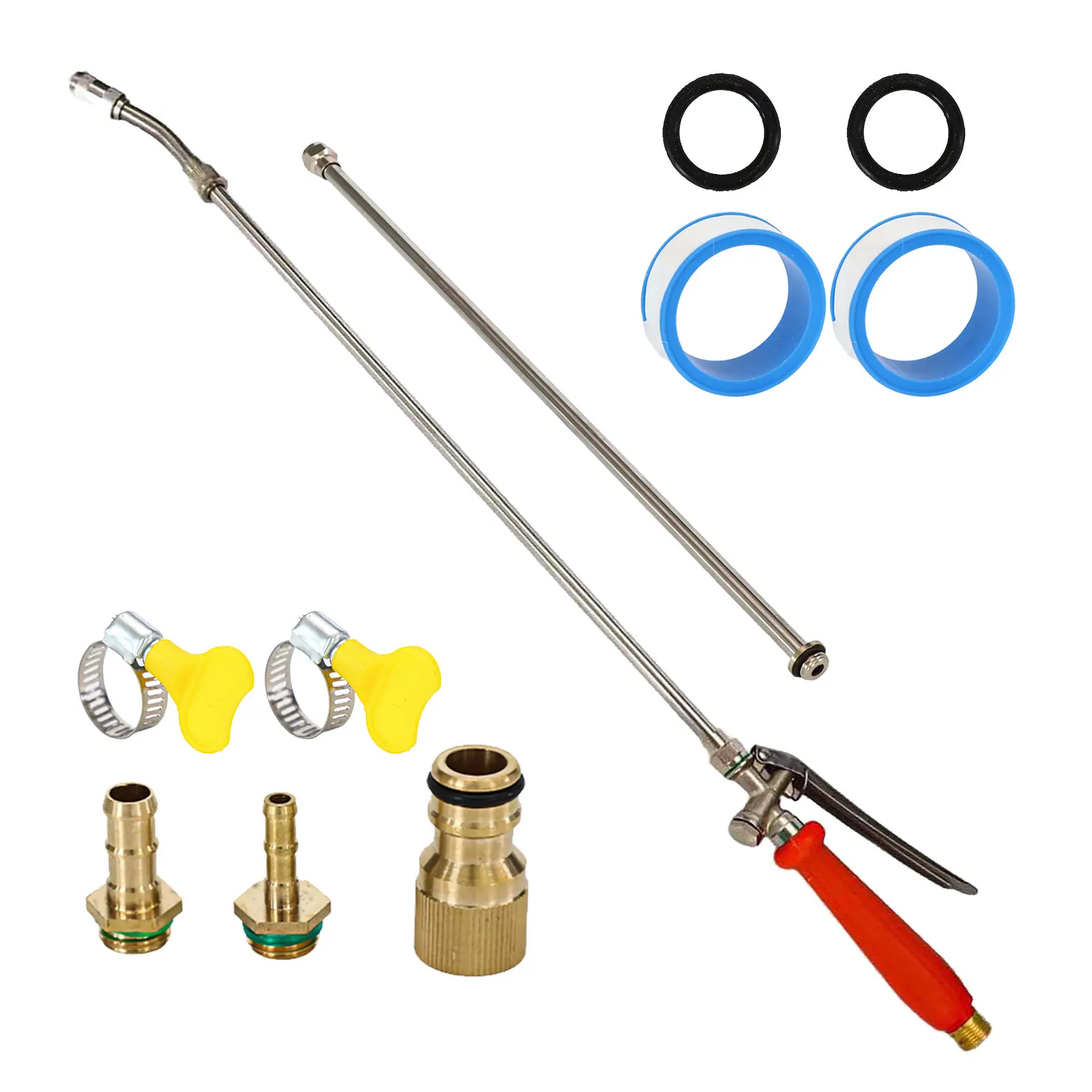 

44 Inch Spray Wand with Stainless Steel Tube and Brass Barb Type Fittings Featuring Built In ShutOff Valve for Spraying Tasks