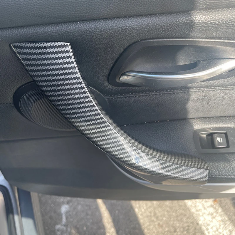 

ABS углеродное волокно, бежевый, черный для BMW 3 серии E90 E91 318 320 325 328 салон автомобиля левая и правая дверная панель ручка тянущая накладка
