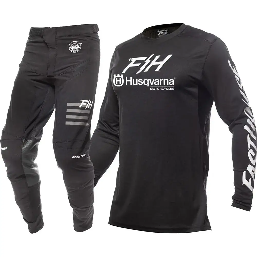 2025 husqvarna Moto Gear Set Top Off Road MX Combo Camiseta y pantalón de motocross negro Traje ATV