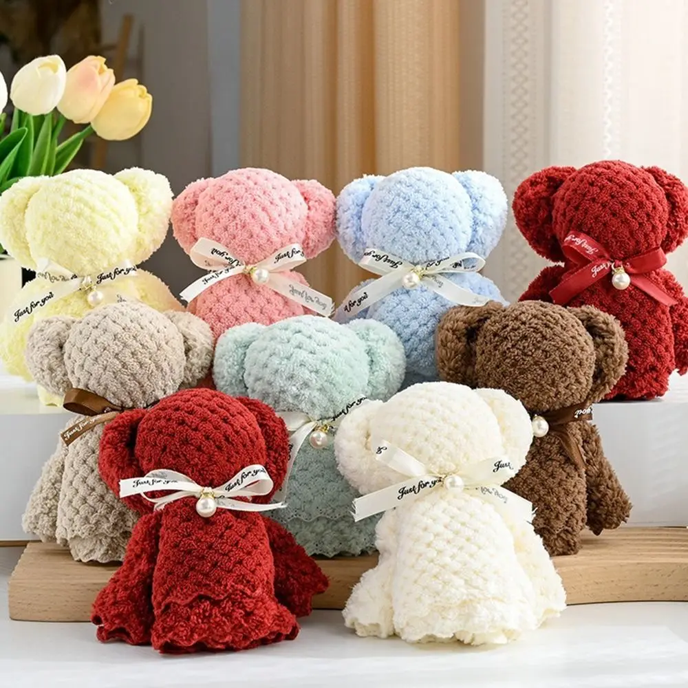 Coral Velvet Bear Towels Fashion Soft 15cm Wedding Gift Washcloth Creative Cute Face Hand Towel