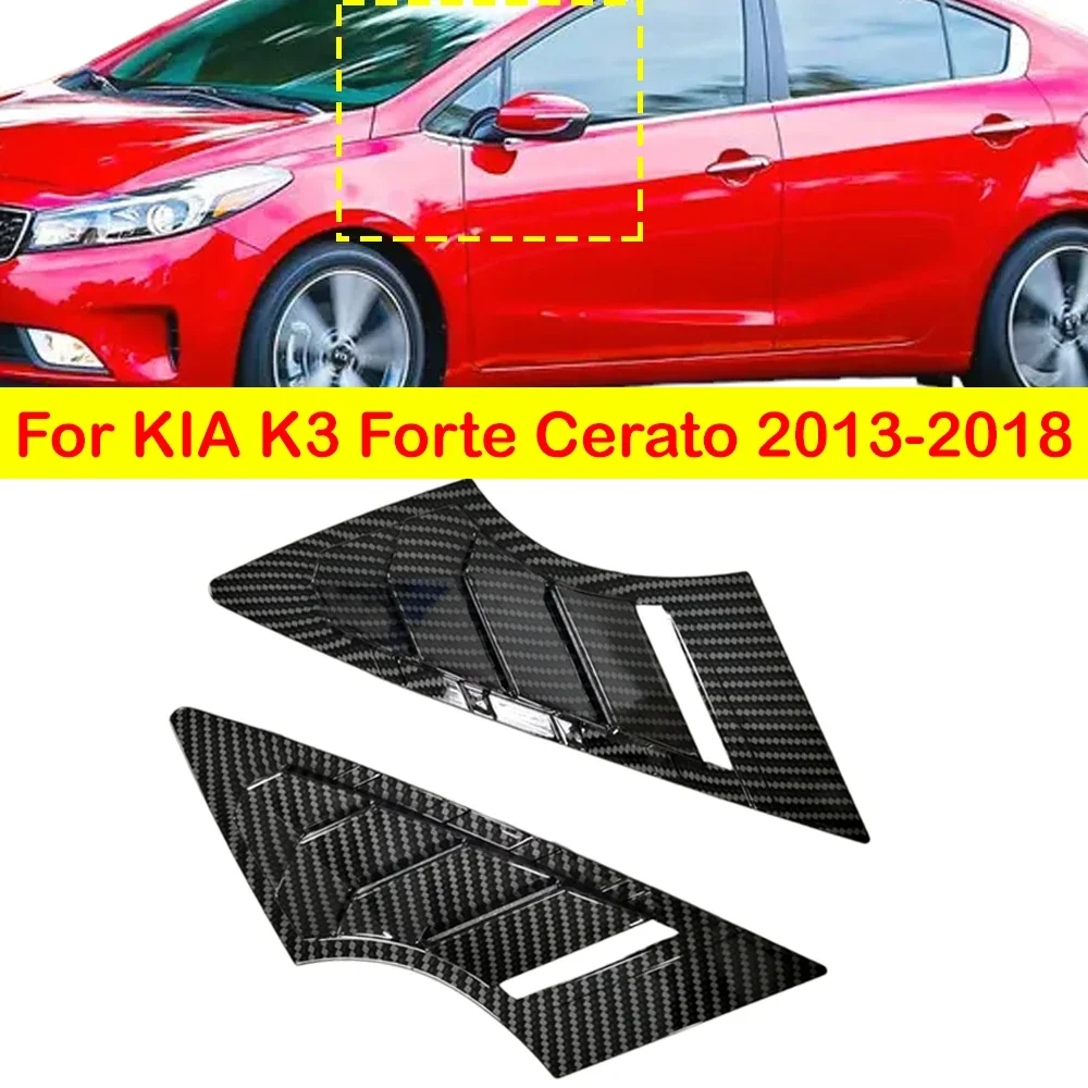 For KIA K3 Forte Cerato 2013-2018 Car Front Louver Window Side Shutter Cover Trim Sticker Vent Scoop ABS Carbon Accessories Auto