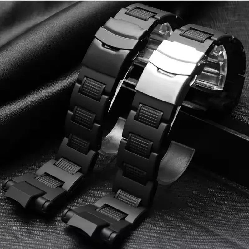 High quality Plastic wathband for Casio GW-A1100FC GW-A1000 watch strap Black watch bracelet mens sport wristwatches band