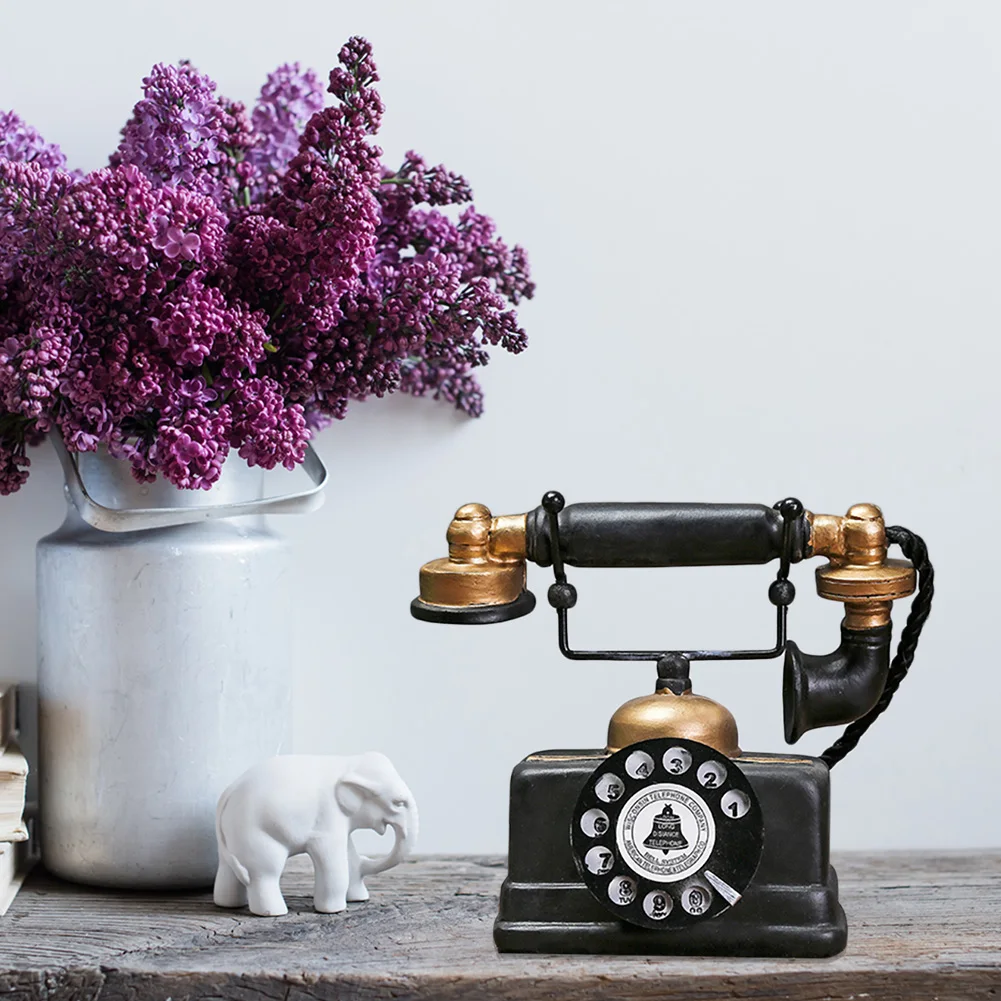 Antique Vintage Desktop Ornament Telephone Model Craft Bar Home Decoration Gift