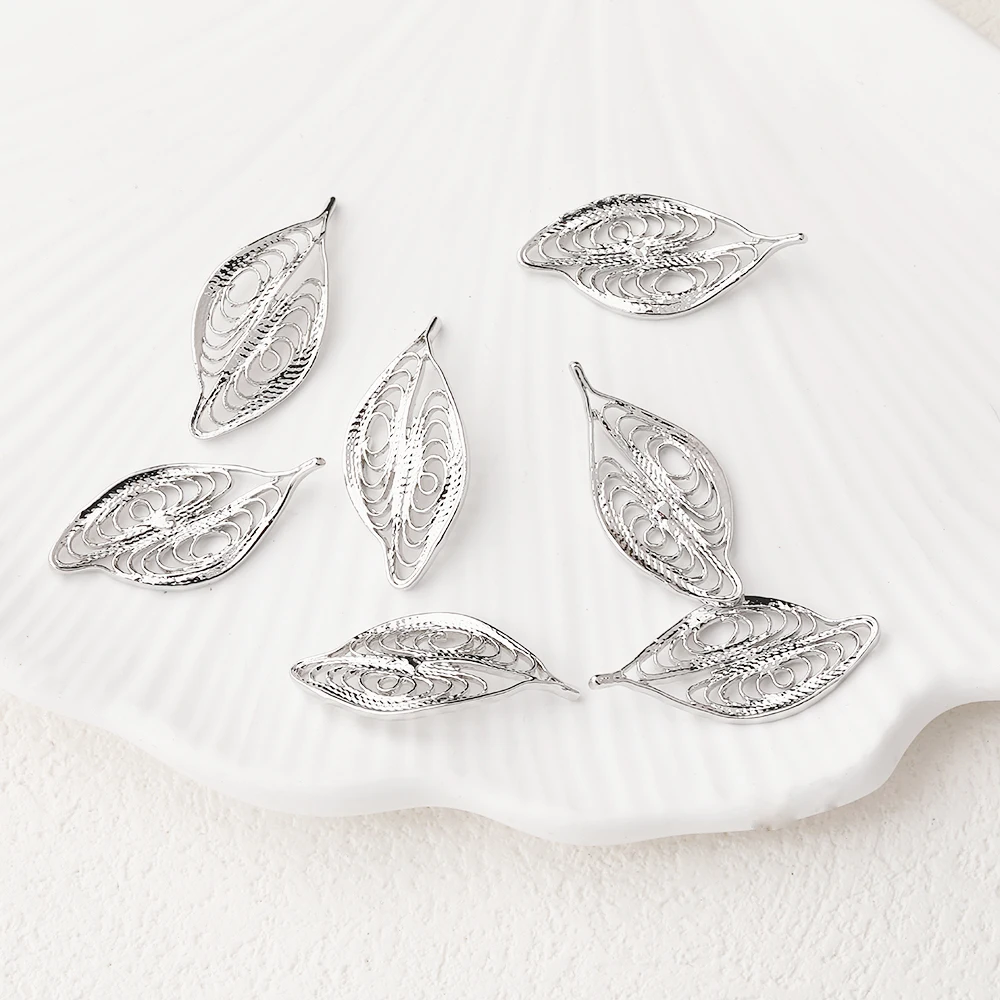 4 قطعة 14K مطلية بالذهب النحاس خمر الجوف ليف قلادة قلادة مجوهرات DIY بها بنفسك صنع لوازم المواد اليدوية الملحقات #5