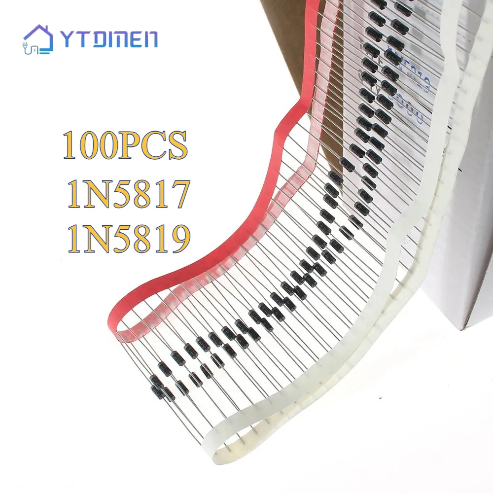 Diode Schottky DO-41 1N5819 1N5817 1A 20V-40V, 100 pièces, composants électroniques, Diode redresseur pour Kit électronique de bricolage