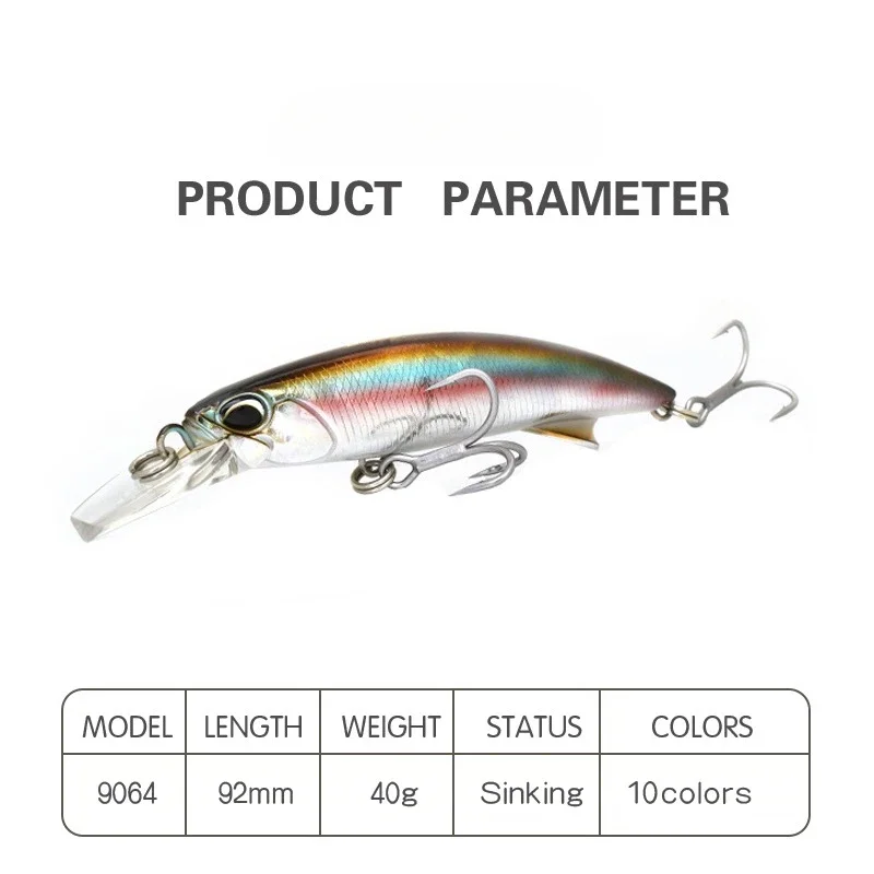 New Arrival 92mm/40g Hard Bait Fishing Lure Minnow for Bass and For Saltwater Freshwater with Lifelike Design To Get Big Fish image 2