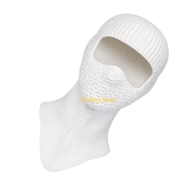 N58F Winter Face Cover Balaclava Breathable Ribbed Neck Gaiter Hat for Women Men