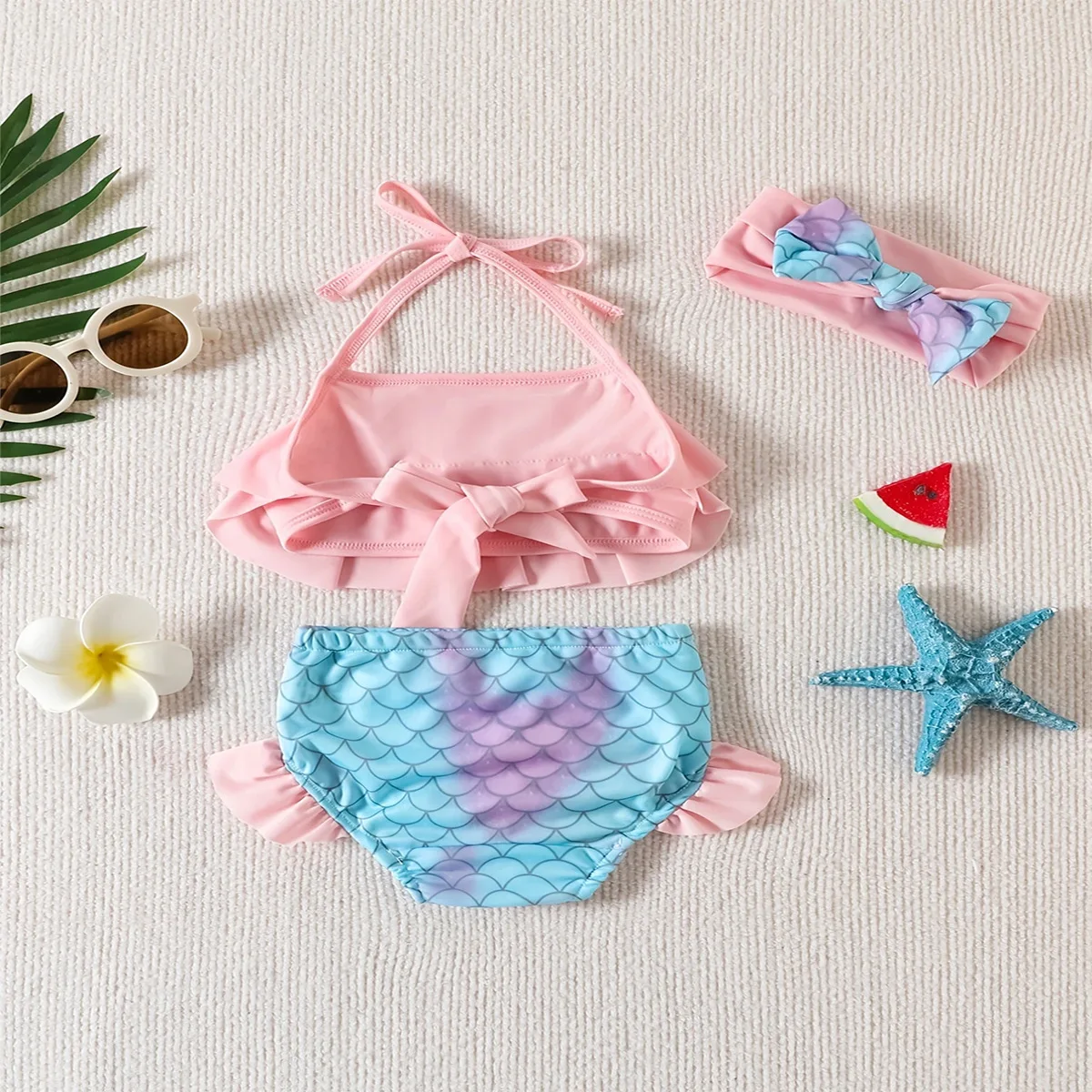 Baby Summer Swimsuit Set Girl Baby Girl Sleeveless Skirt Style Fart Swimsuit Fashion Casual Three Piece Set
