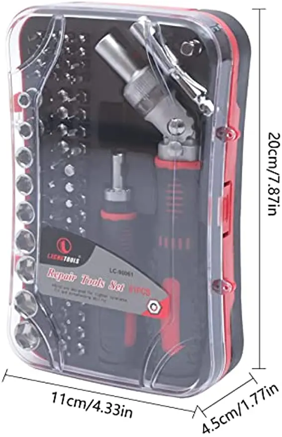 61 Stuks Ratel Schroevendraaier Moersleutels Set Reparing Gereedschap Nieuw