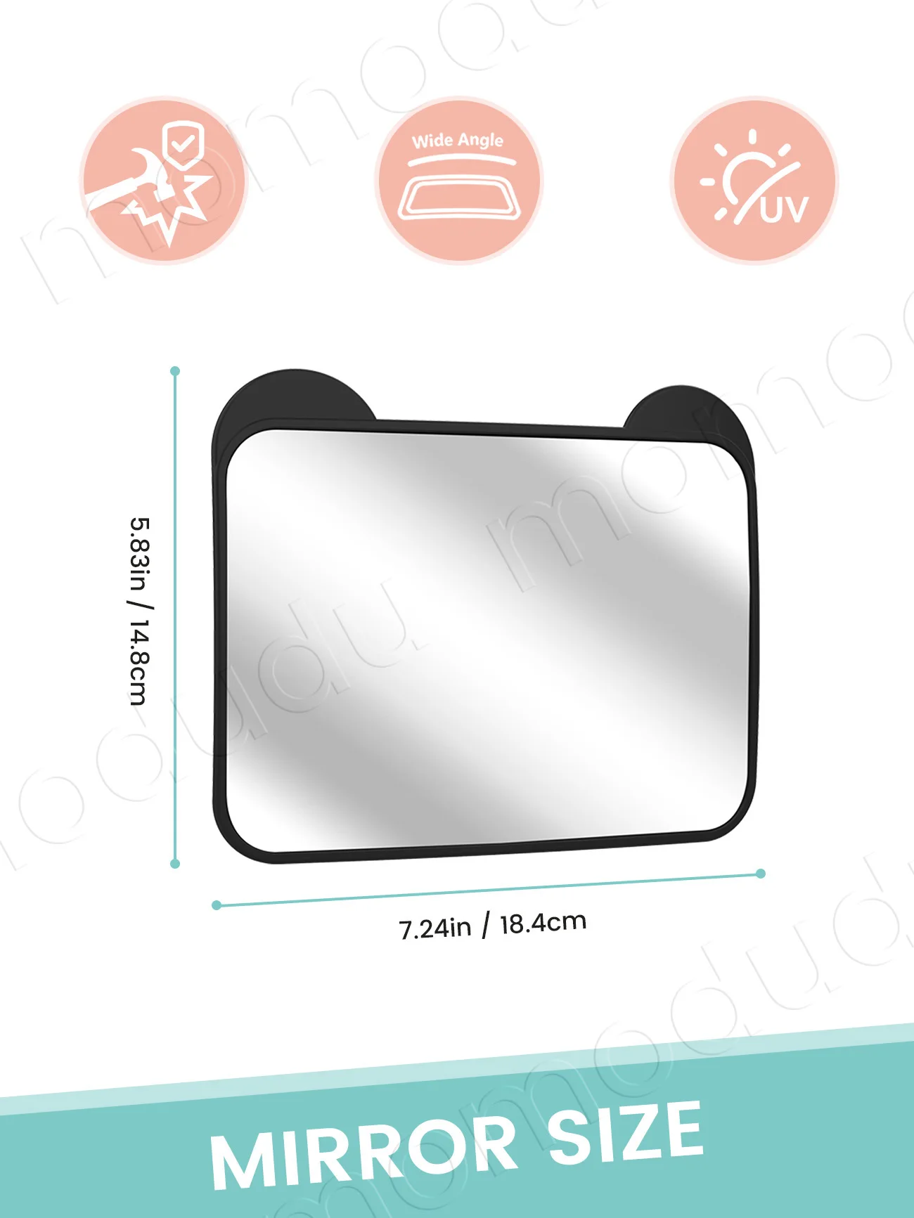 Adjustable Wide Car Rear Seat View Mirror with Bear Ear Baby/Child Seat Car Safety Mirror Monitor Headrest