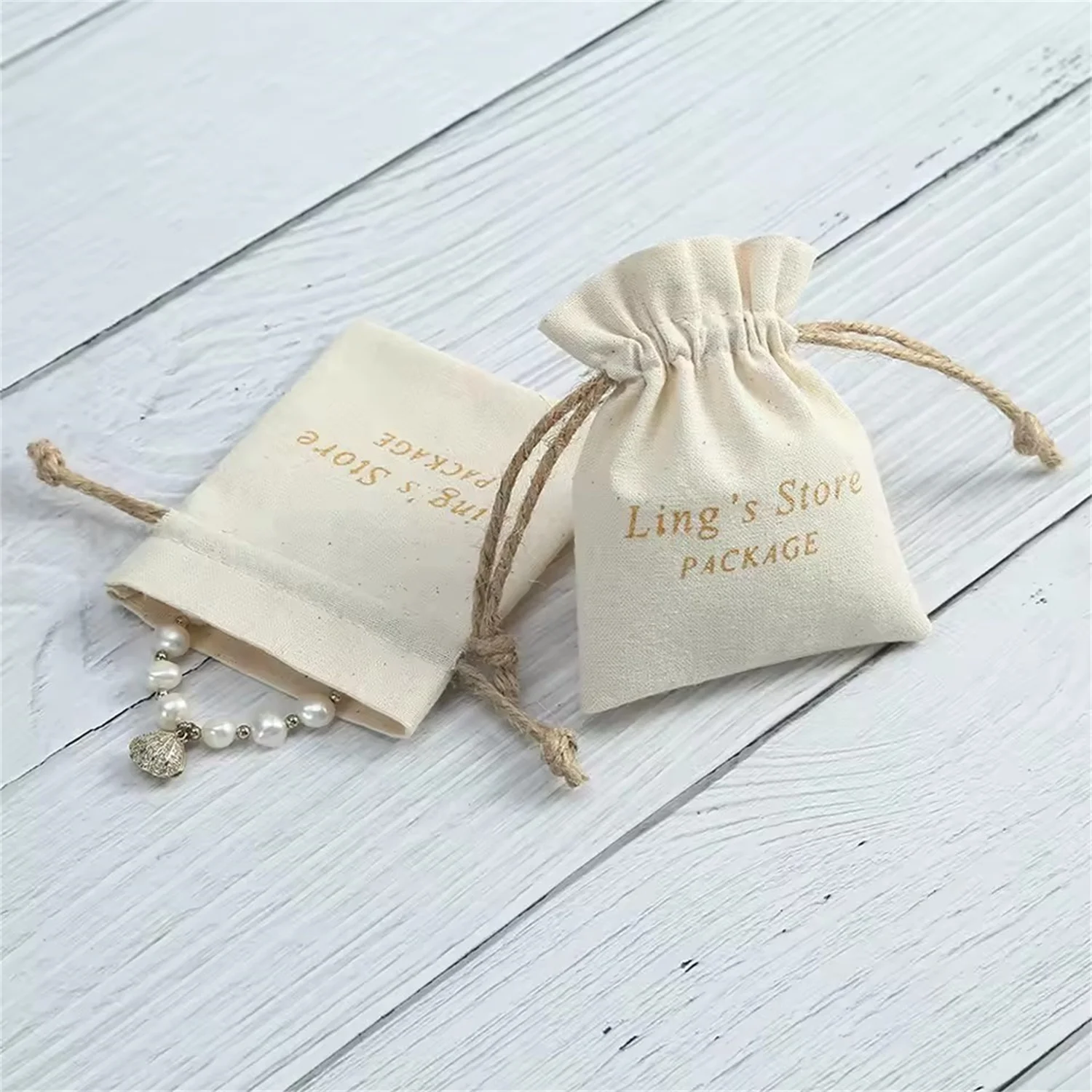 100Pcs 9x12cm Cotton Drawstring Jewelry Bag Cotton Canvas Muslin Linen Wedding Gift Bags Personalized Dust Pouch Custom Logo