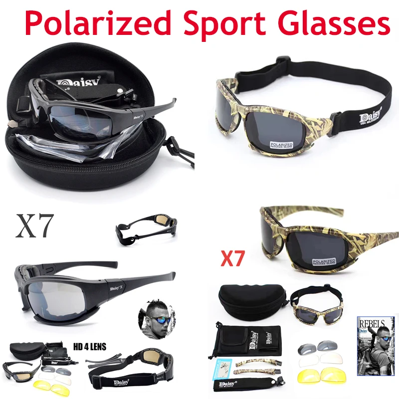 

Tactical Glasses X7 Polarized Sunglasses Airsoft Paintball Army Military Goggles C5 Hiking Hunting Shooting Eyewear With 4 Lens