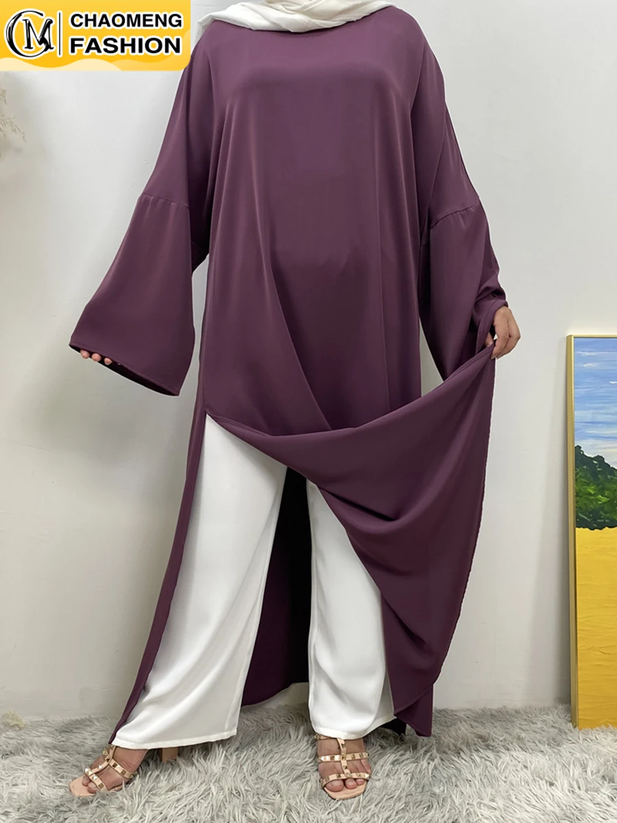 New Split Dress With Pant Muslim Sets Ramadan Black Abaya Dubai Islam Women Clothing Kaftan Modest Robe Ensembles Musulmans