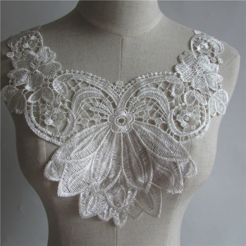 White ABS Pearl Embroidery Lace Neckline DIY Collar Slim clothes Sewing Applique Edge Neckline Handmade Fabric YL1-YL123