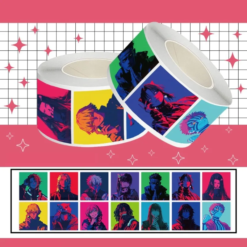 

Anime Demon Slayers Sticker Paper Roll Sealing Sticker Kamado Tanjirou Account Material Water Cup Phone Case Decoration 500 Pcs