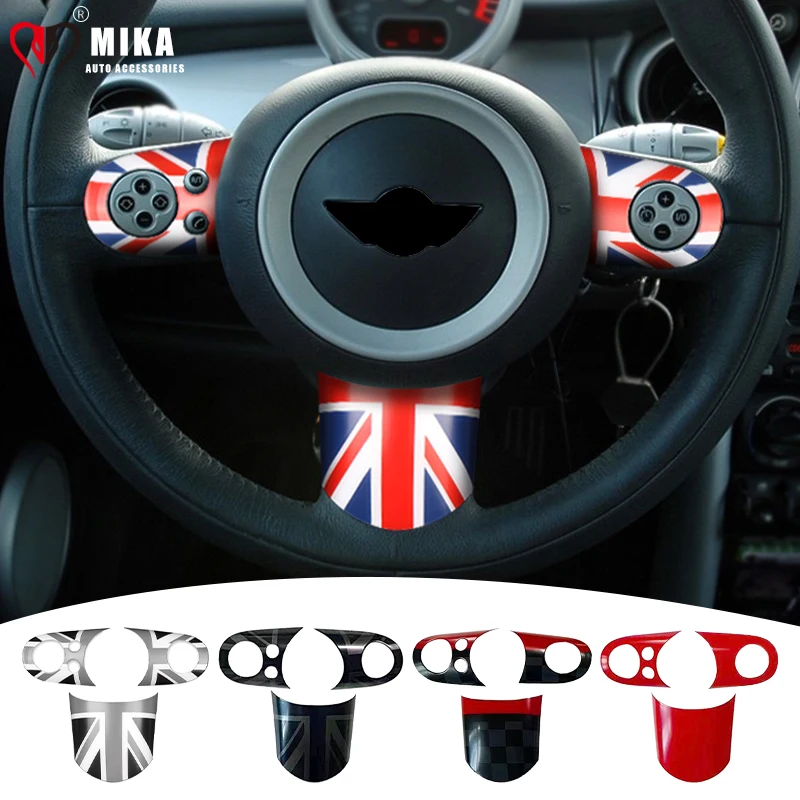 Union Jack Car Steering Wheel Switch Cover Button Stickers For Mini Cooper R50 R52 R53 Interior Decorations Case Car Accessories