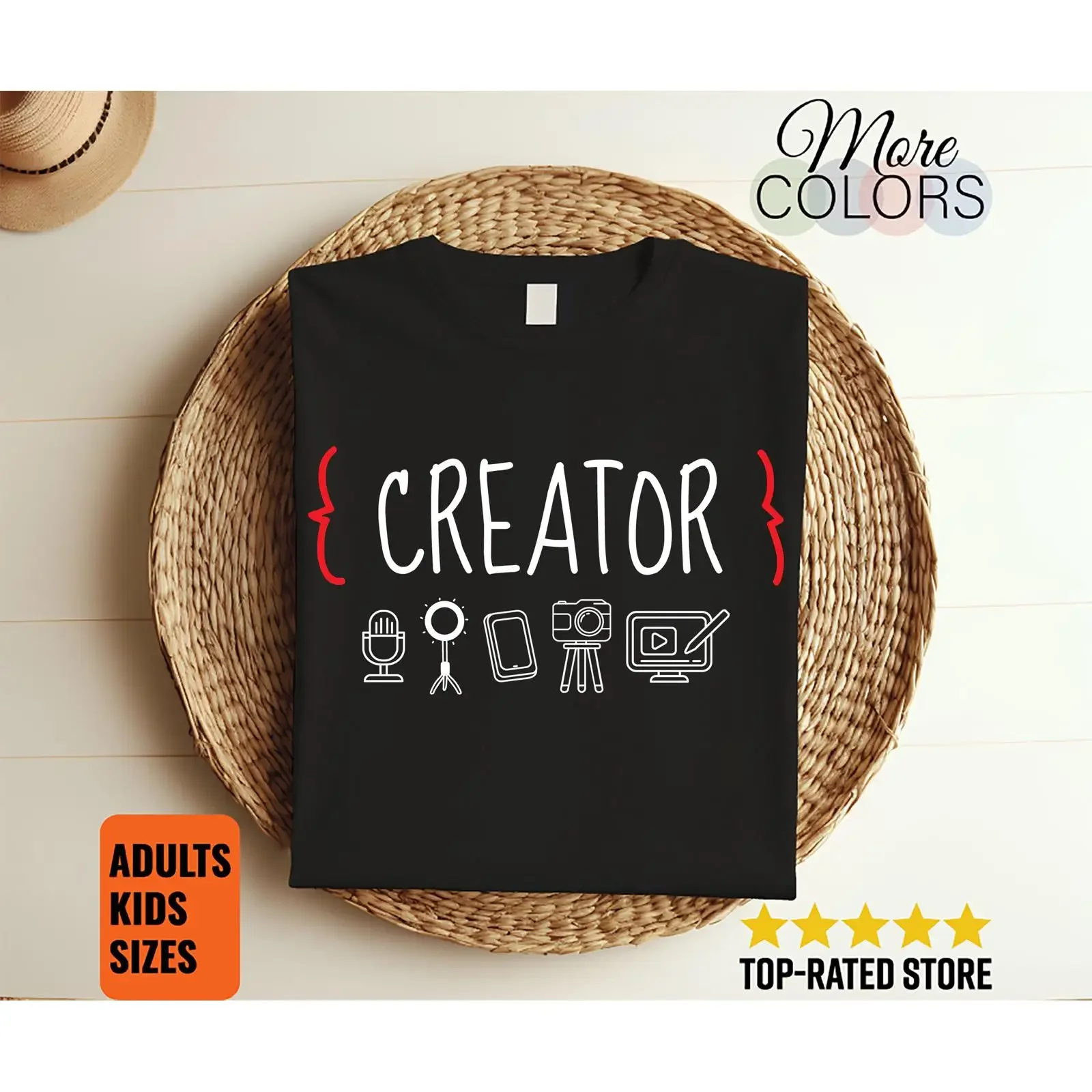 Creator Microphone Camera Video T Shirt Content Producer Filmmaker Streamer Podcaster Media Studio Gear  vintage Washed