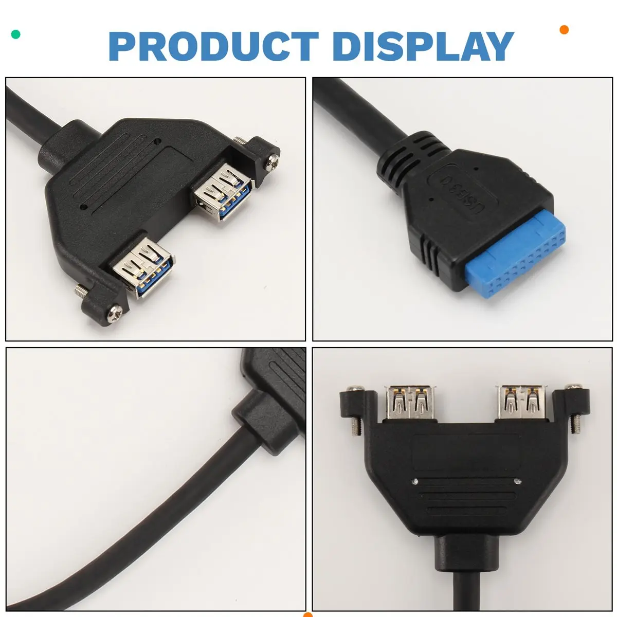 

A64K PCI Slot Plate Bracket Cord Wire Motherboard for PC 19pin to 2 Ports USB 3.0 Front Panel Header Connector Cable Adapter