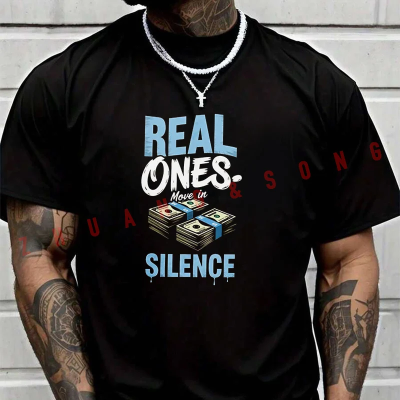 

Мужская футболка New Best Of Real Ones Nove In Silence, быстросохнущая, однотонная черная, летняя повседневная верхняя одежда