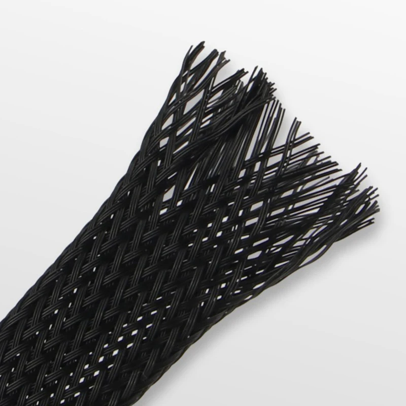 3m/9.85ft PET Expandable Braided Sleeving Flexible Wire Mesh Sleeve Black For TV Audio PC Cords Protect From Pets Chewing