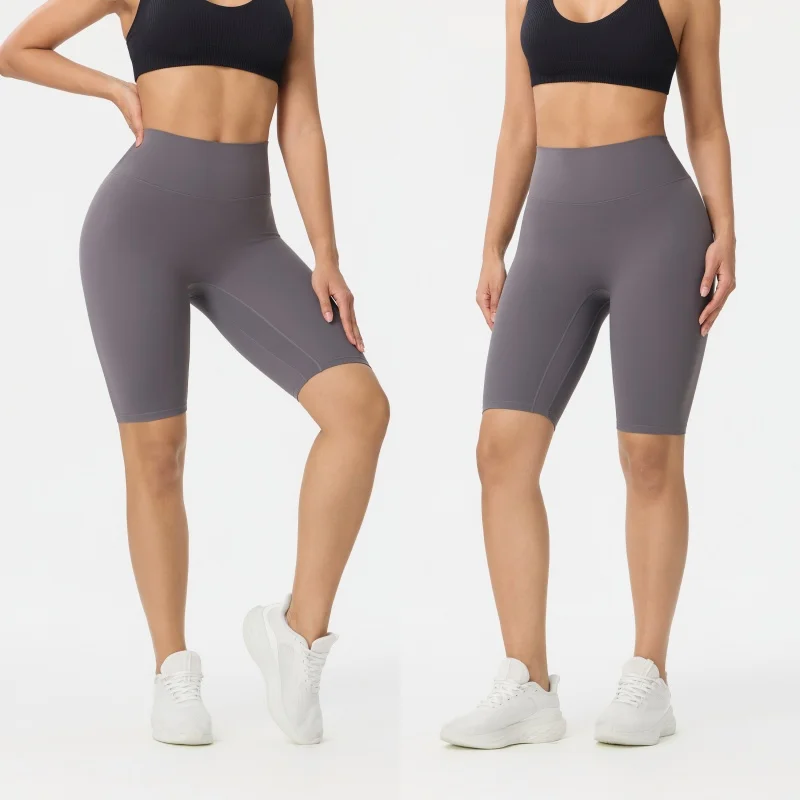 Nylon Damen-Shorts Gym Yoga Radfahrer-Shorts Hohe Taille Elastisch Atmungsaktiv Keine T-Linie Fitness Damenbekleidung – Detail 5