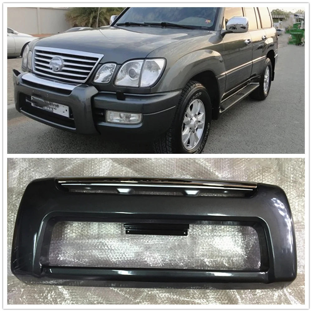 Защитная рамка переднего бампера для Toyota Land Cruiser LC100, Lexus LX470, FZJ100 1998-2007, темно-серая/белая