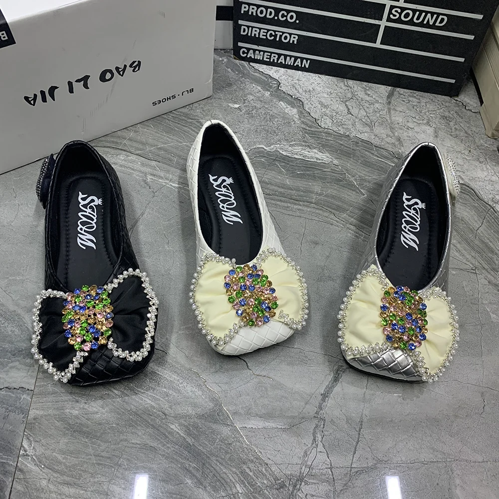 

Летняя женская обувь больших размеров, повседневные туфли на плоской подошве, модные женские сапоги с бантом и стразами, дизайнерские женские лоферы