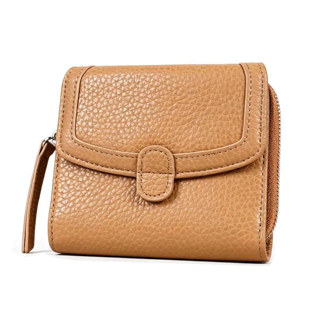 Small Women Genuine Leather Wallet Short Folding Cowhide Zipper Coin Purse RFID Mini Multi Card Holder Case