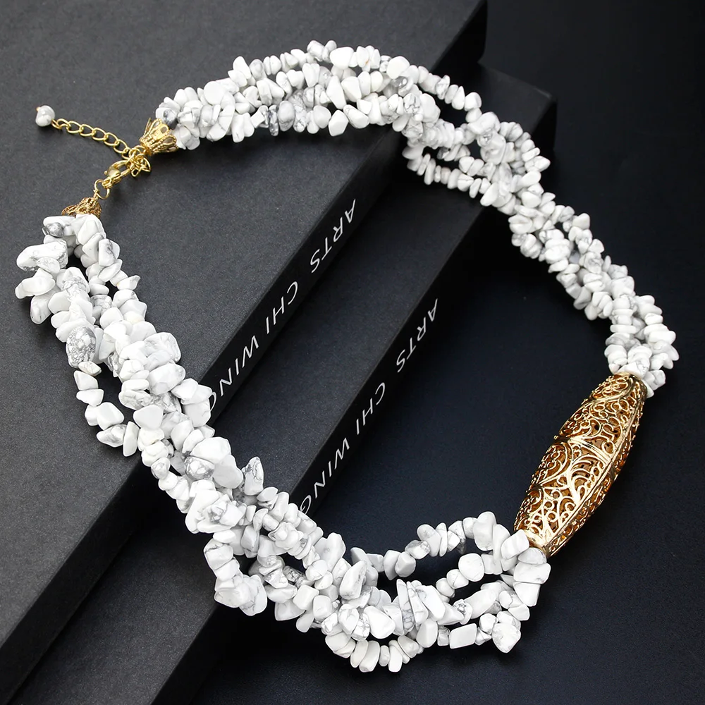 Neovisson Senior Stone Necklace For Fashion Women Multilayer Beads Choker Necklace Bride Wedding Jewelry Gold Color Gift