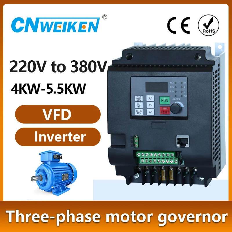 

Frequency Converter 4KW/5.5KW Variable Frequency Drive 1Phase input 220V 3Phase output 220V/380V Speed Controller Inverter Motor