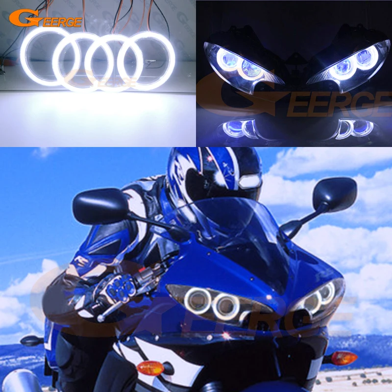 ヤマハyzf R6 2003 2004 2005 2006 2007 2008 2009超高輝度cob ledエンジェル · アイズヘッドランプリング日ライト