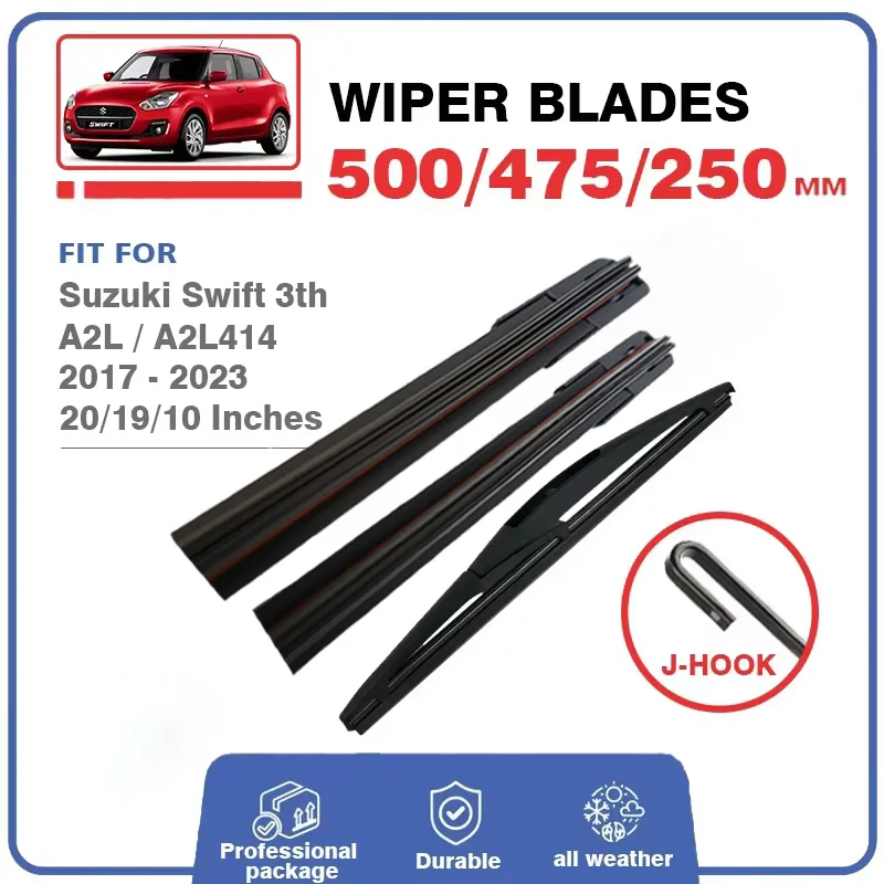 

Front Rear Wiper Blades Set Kit For Suzuki Swift 3rd A2L 2017-2022 Hatchback Windscreen Windshield Window 20"19"10" Accessories